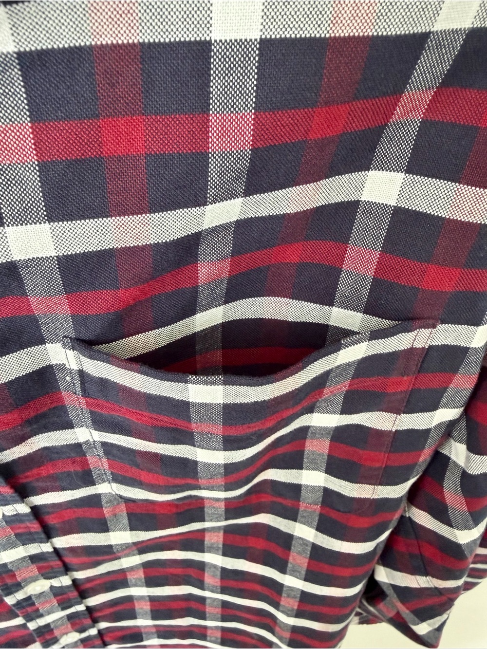 J.Crew Mens M Flex Oxford Shirt Navy Burgundy Plaid Long Sleeve Button Down - Picture 6 of 11